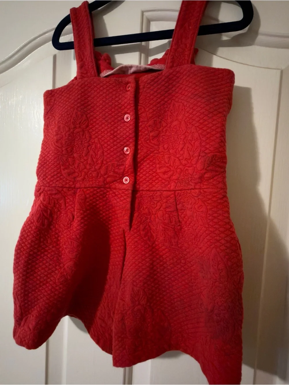 Janie and Jack Red Textured Knit Romper with Button Accent